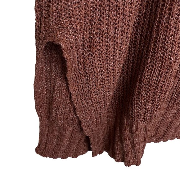 Pilcro Rust/Clay Loose Knit V-Neck Sweater, L - Picture 6 of 9